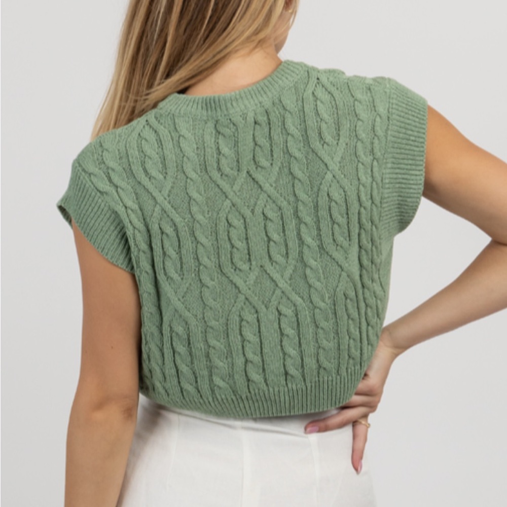 Taupe/brown cropped sweater vest NWT - Picture 8 of 8